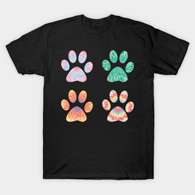 Colorful tie dye effect dog paws T-Shirt by SamridhiVerma18